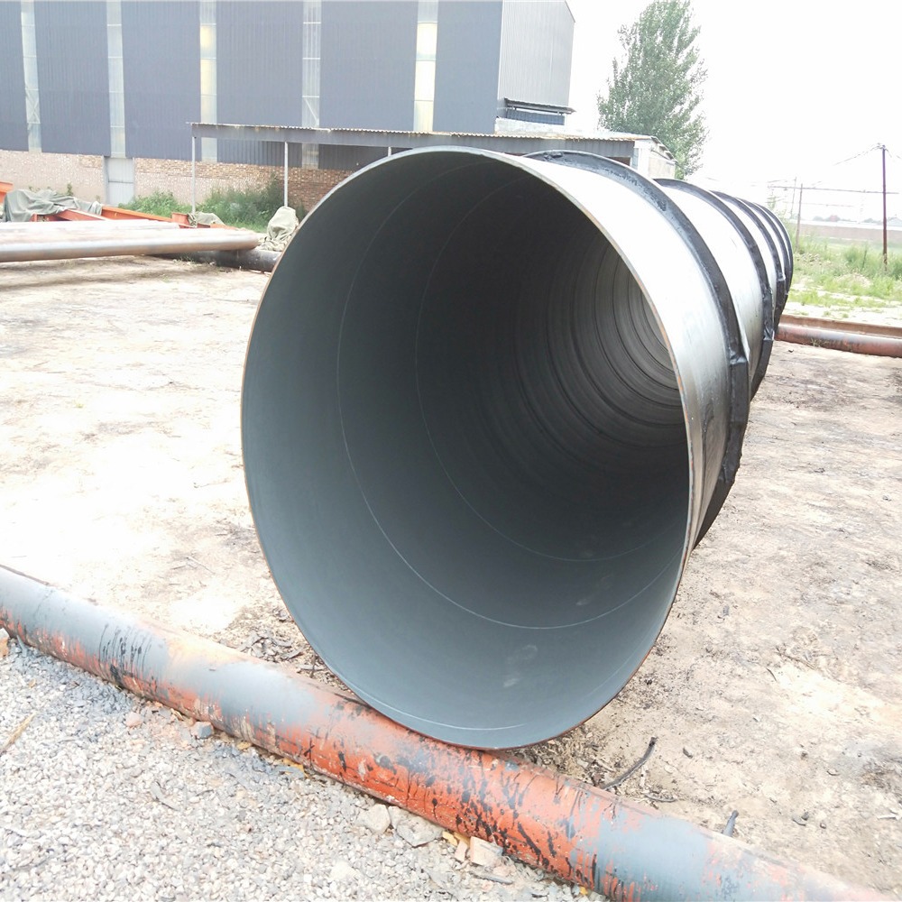 电厂循环水钢管 内环氧富锌外五油三布焊接钢护圈螺加强型旋钢管