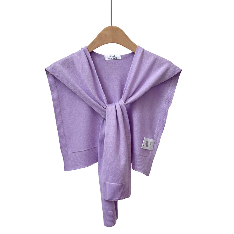 Chal de punto para mujer, versión coreana de primavera y verano, nuevo chal de lana de color sólido de alta gama con cuello falso para habitaciones con aire acondicionado.