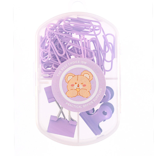 Creative paper clip long tail clip binding combination cute student stationery paper clip round head clip ticket clip stationery set