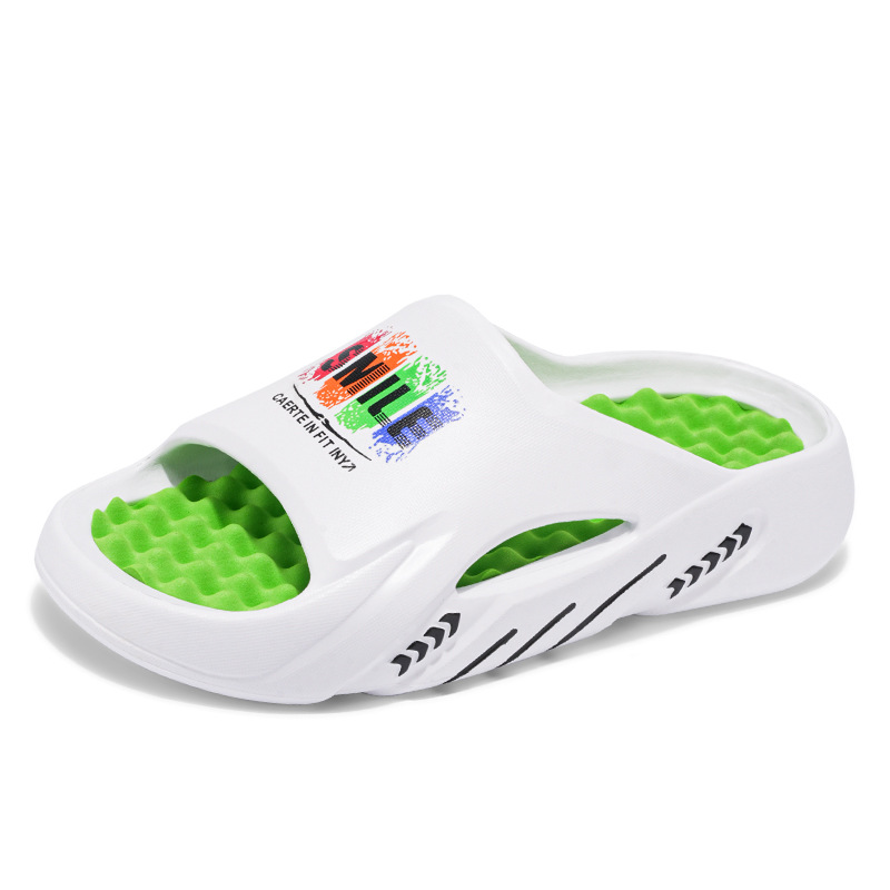 Red celebridad en vivo de verano masaje fondo de dos colores EVA zapatillas frías usar una zapatilla transfronteriza zapatillas grandes para hombres y mujeres