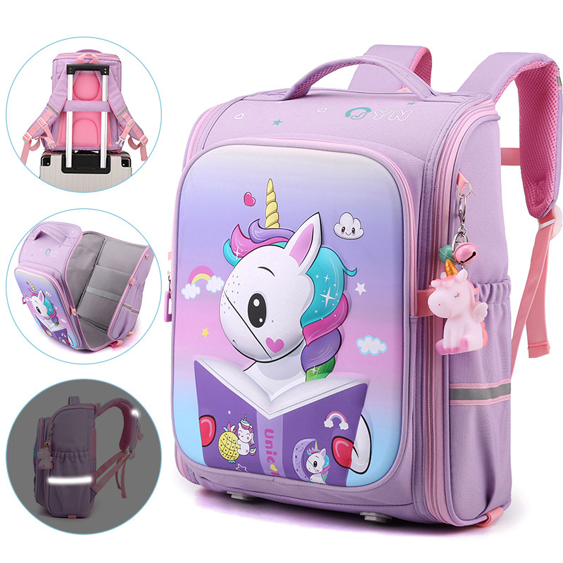 Natural Fish nuevo estudiante de la escuela primaria mochila 1-4 grado chica moda de dibujos animados descompresión de la espina dorsal protección entrega transfronteriza