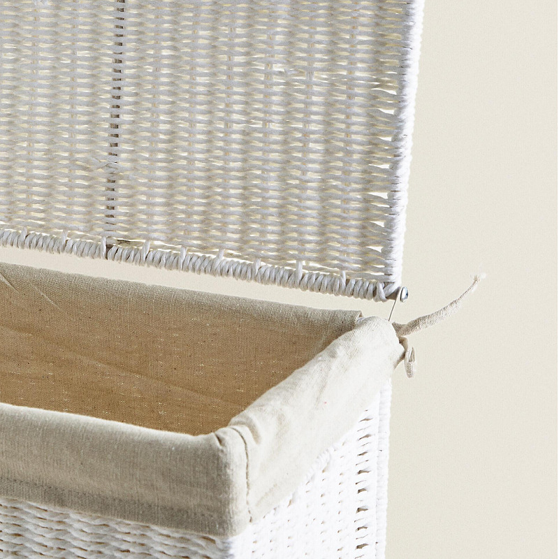 Amazon con cubierta cesto de lavandería plegable cuerdas de papel trenzando cesto de ropa sucia gran capacidad de ropa trenzada a mano cesto de almacenamiento