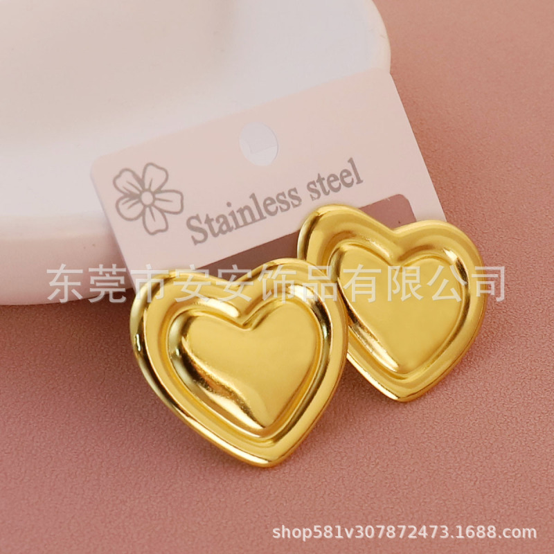 复古法式经典图案爱心耳钉约会礼物优雅轻奢高级感简约钛钢饰品女|undefined