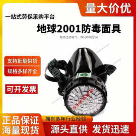 地球2001-3防毒面具橡胶口罩化工异味防尘防毒气口罩劳保防护面罩