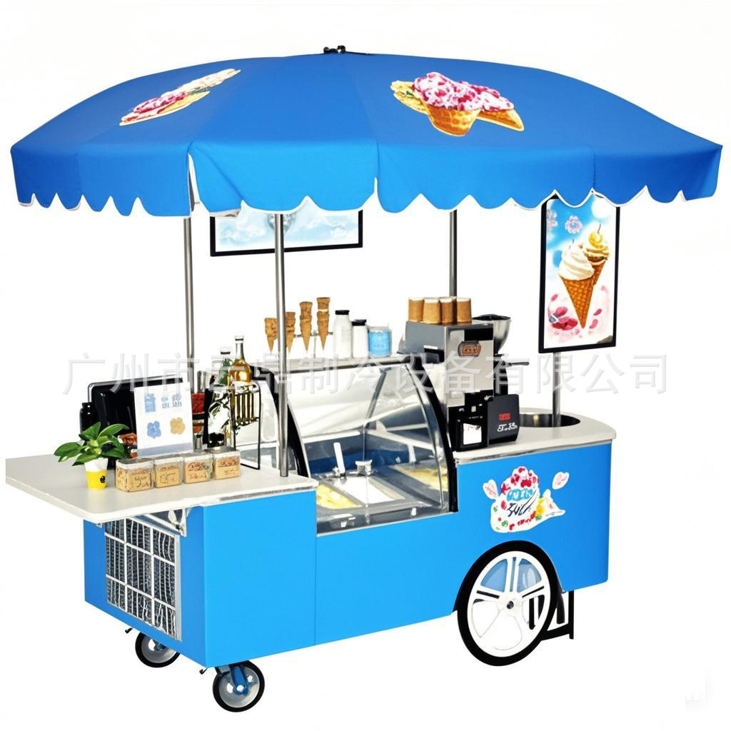 2025新款 户外移动雪糕车 商用 110V gelato cart 冰淇淋摆摊车