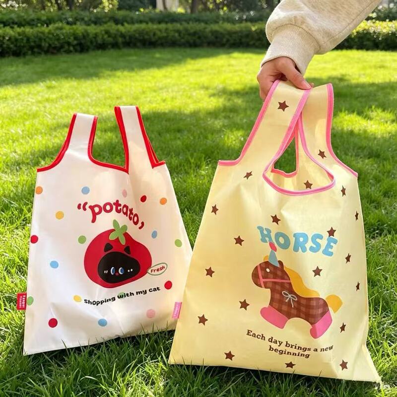 Cute Cartoon Shopping Bag, Foldable and Portable, Large Capacity Tote Bag, Eco-Friendly Bag for Grocery Shopping, High Aesthetic Value Cute Cartoon Shopping Bag, Foldable and Portable, Large Capacity Tote Bag, Eco-Friendly Bag for Grocery Shopping, High Aesthetic Value