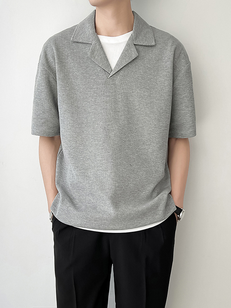 Camisa de cuello cubano cocida ligera de manga corta para hombres marca de moda nicho diseño ropa para hombres 2022 nuevo estilo estilista ropa interior