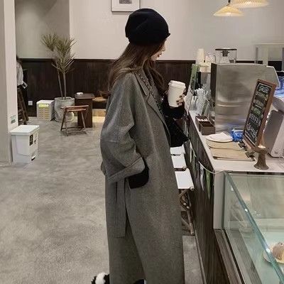 欧美跨境亚马逊红色呢子大衣女秋冬季新款小个子羊毛呢子毛呢外套|undefined