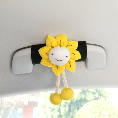 Handle Car Universal Car | Sürətlər qutusu və əl tormozu başlıqları - yellow-flower-smile-black-pull-gloves-1