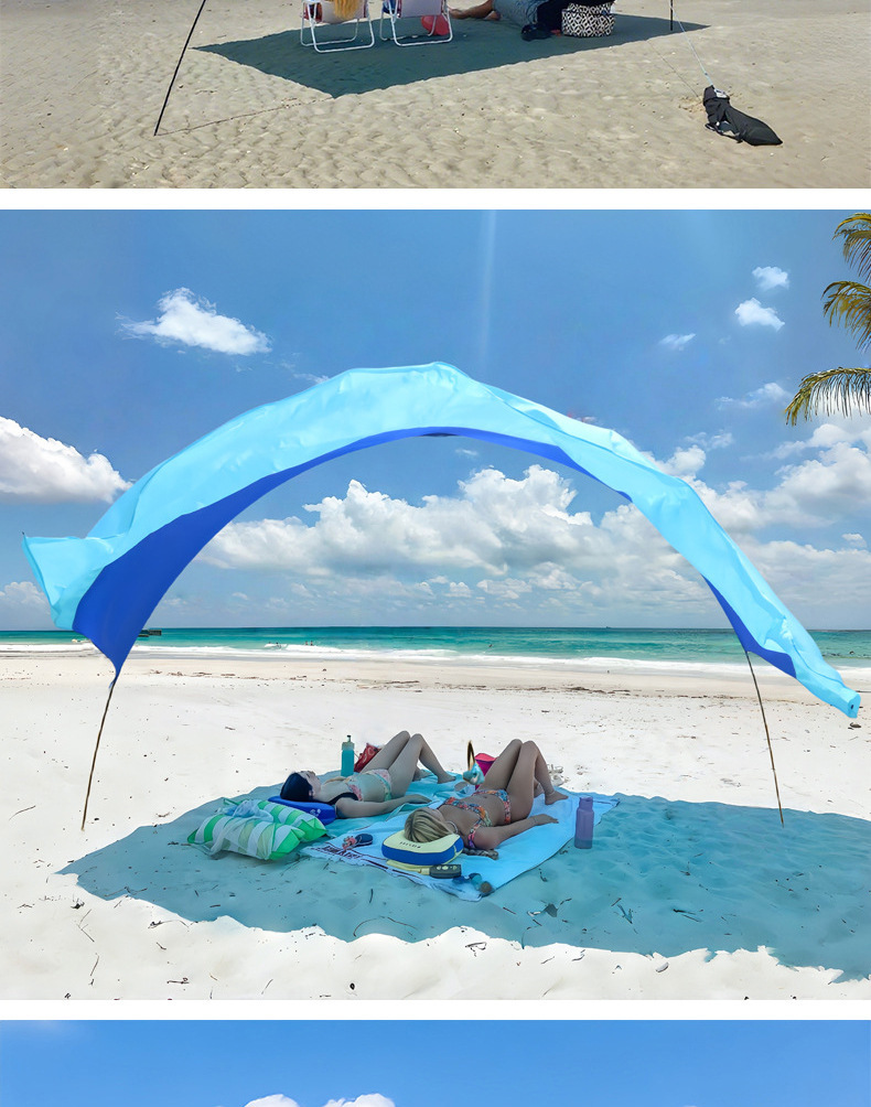 Beach and seaside sunshade, sun protection tent, portable outdoor quick-open umbrella, desert wind-powered canopy