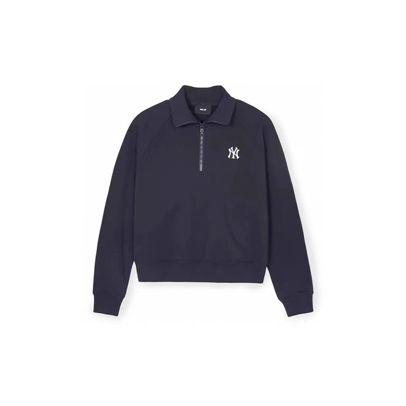 Mlb Autum New Girly Style Contrasting Color Women's Short Half-Zip Pullover Sweatshirt Trendyy Sweet Versatile Jacket