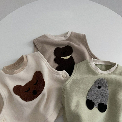 Korean version of ins newborn baby cute plush vest baby winter cute little animal style vest