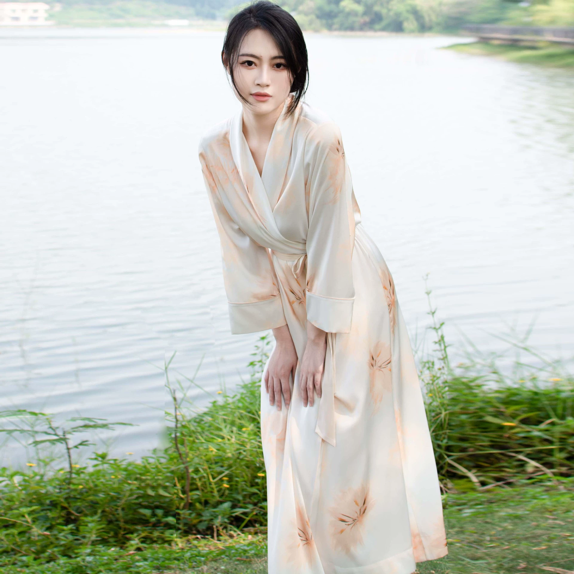 Silk silky bathrobe, pijama, high-quality style