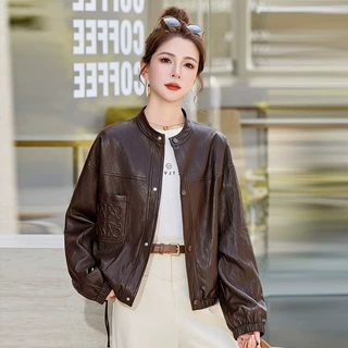 立领皮衣短外套女2026秋季新款设计感酷飒风复古休闲PU皮机车夹克