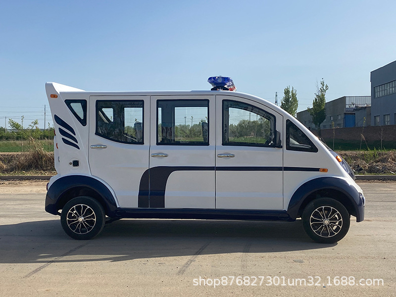 Electric Patrol Car, Four-Wheeled, 6-8 Seats, Fully Enclosed Inspection Vehicle for Campus, Urban Management, Property, Community, and Security Patrols