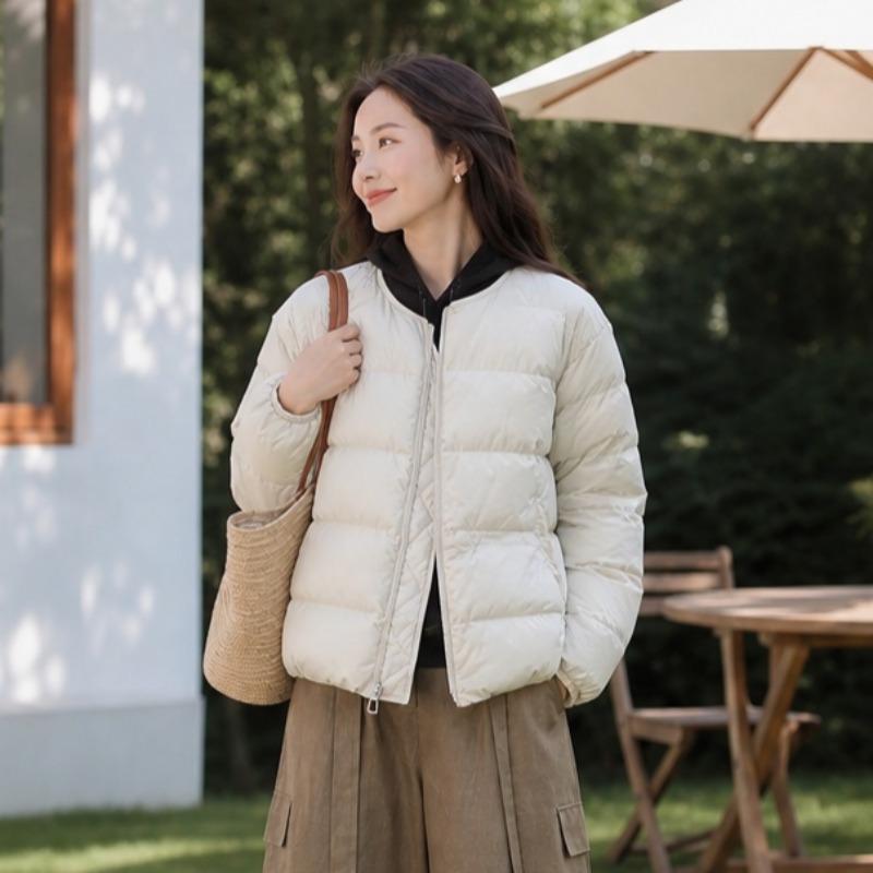 圆领棉服女2026秋冬新款宽松显瘦休闲面包服百搭加厚保暖加厚棉衣