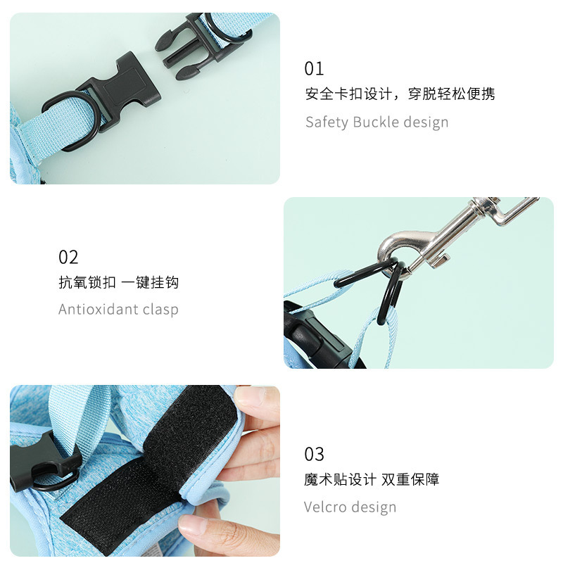 Gato cuerda de tracción anti-rotura armadura especial chaleco gato caminando cuerda gatito marioneta cómoda gato cadena