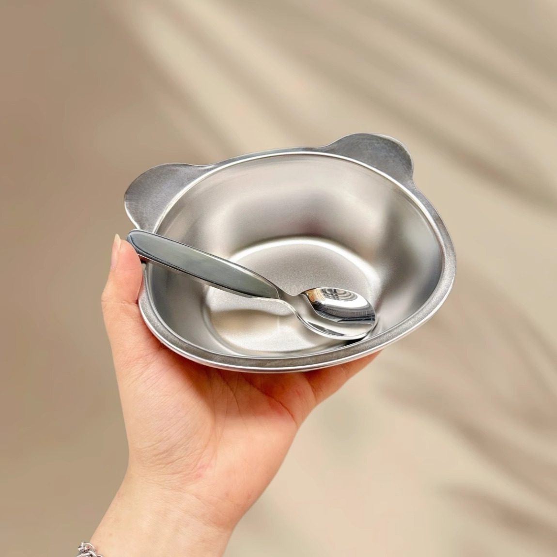 Factory Direct Sales Internet Celebrity Model 304 Stainless Steel Bear Bowl Baby Bowl Kidsren's Special Meal Bowl Anti-Fall Family Cute