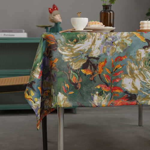 American light luxury retro oil painting dining table cloth ins style household non-slip coffee table table cloth school table cover cloth wholesale