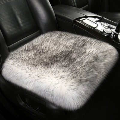 Wool Single-Piece Car Universal Three-Piece Wool pad - elegant-two-color-white-gray-tip-single-seat