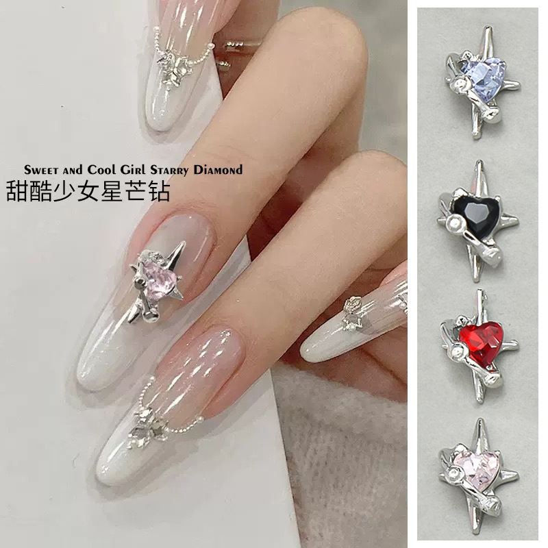New Heart Starburst Surround Nail Art Decoration Space Star Heart Diamond Light Luxury Fashion Classic Nail Decoration New Heart Starburst Surround Nail Art Decoration Space Star Heart Diamond Light Luxury Fashion Classic Nail Decoration
