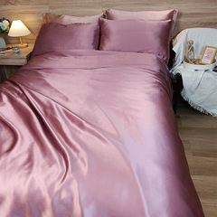 真絲四件套19姆米純色桑蠶絲枕頭套被套床單床笠絲綢套裝床上用品