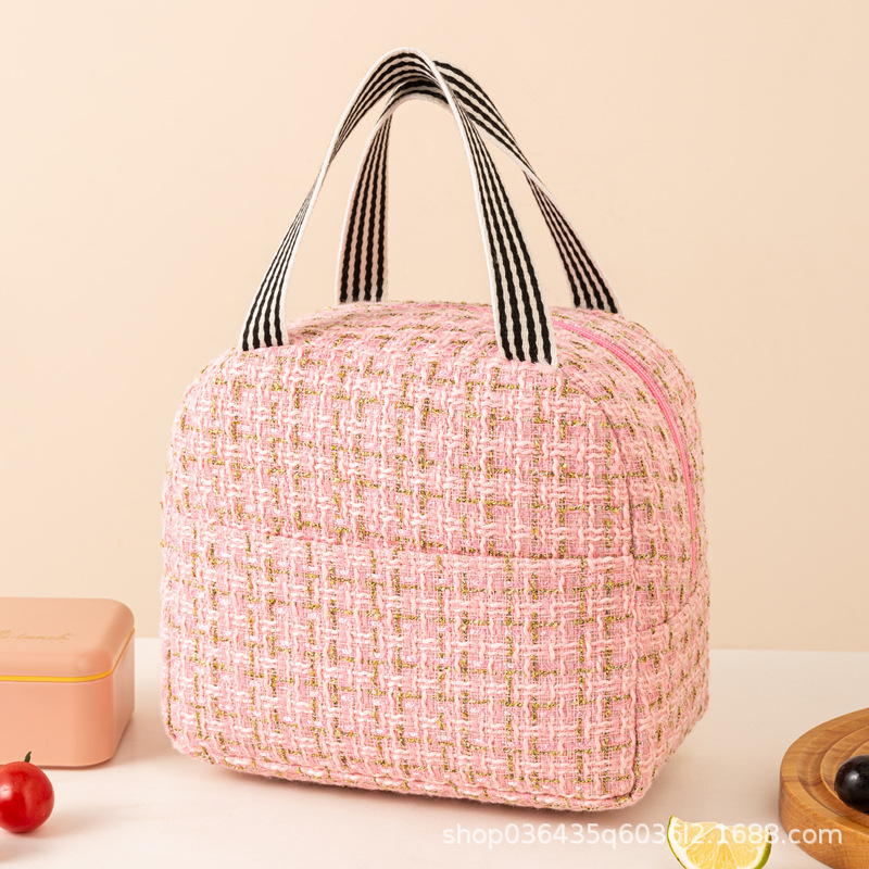 Moda estilo Chanel bolsa de almuerzo bolsa de aislamiento térmico bolsa de almuerzo Portátil Bolsa de aislamiento térmico estudiante bolsa de almuerzo portátil