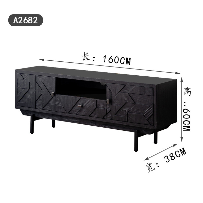 Gabinete de comedor transfronterizo con gabinete de cocina puerta de vidrio contra la pared creativa estantería de piso negro sala de estar mostrador gabinete alto
