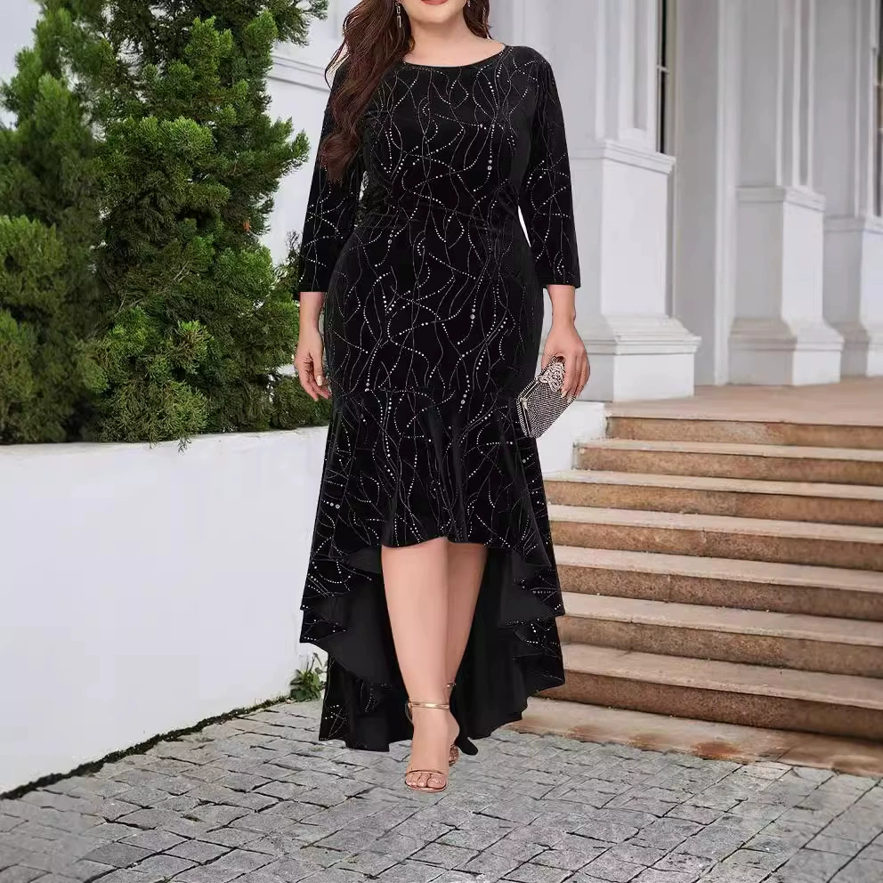 Velvet long dress, ebay, Amazon, plus size