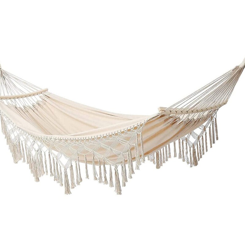 Spot large detachable wooden stick elbow with tassel courtyard double hammock swing export standard