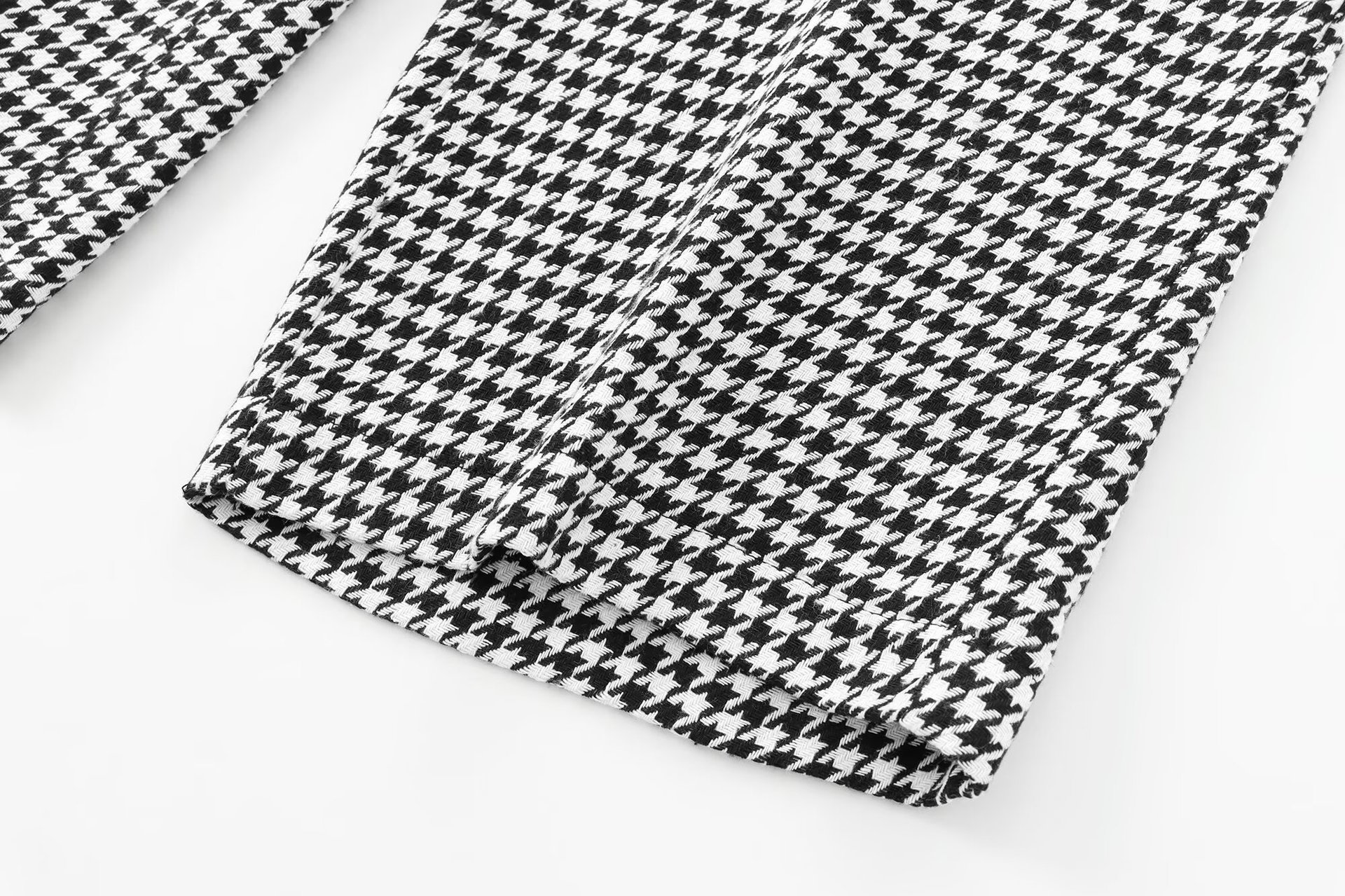 GraceChic 2025 Spring Autumn New Women's Fashion European And American Style French Houndstooth Short Casual Blazer Wide-Leg Pants_voghion.com