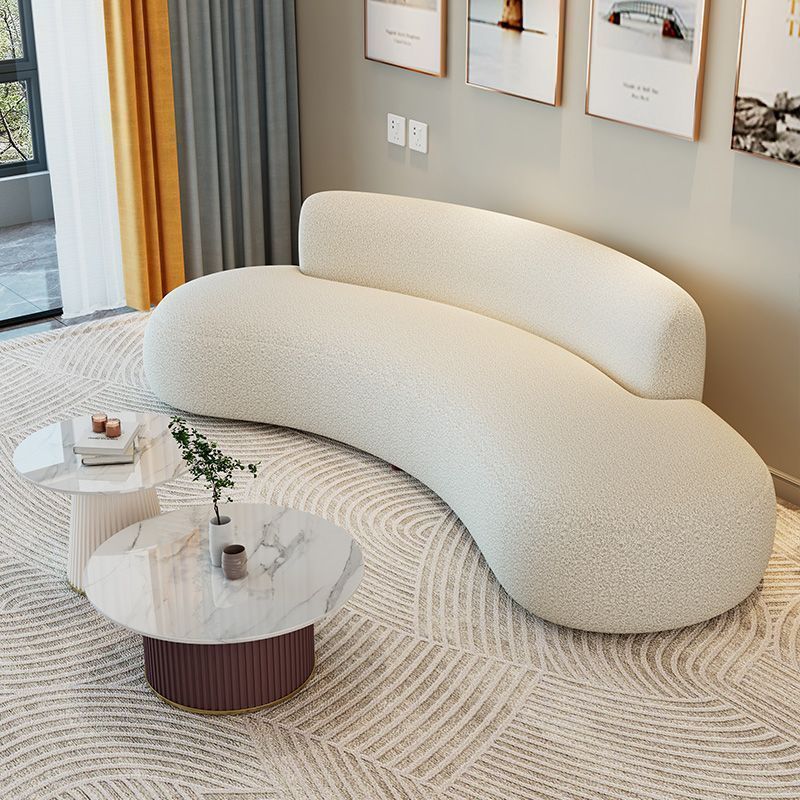 Simple and High-End Small Beauty Salon Rest Area Office Negotiation Cashmere Internet Celebrity Curved Cream Style Sofa