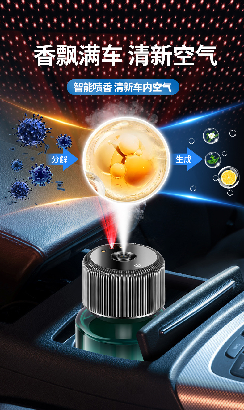 Car Aromatherapy Car Perfume Star Top Car Intelligent Incense Sprayer Spray Creative Decoration High-end Car Supplies