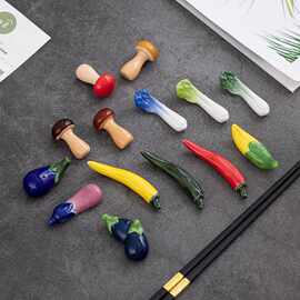 文创 日式杂货 蔬菜香菇辣椒筷架摆件 陶瓷车载摆件小玩意玉米