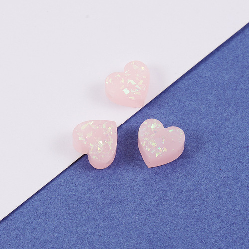 Resin Synthesized Opal 8mm Heart Love Shape Opal Stone Beads 1.5mm Hole Diameter Small Hole Beads