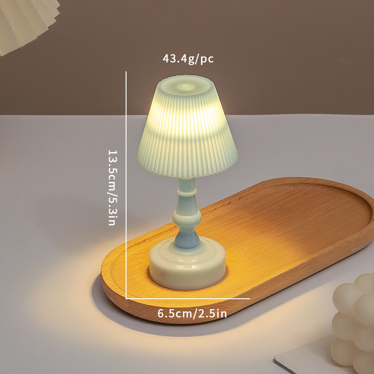 주름 작은 테이블 램프 블루