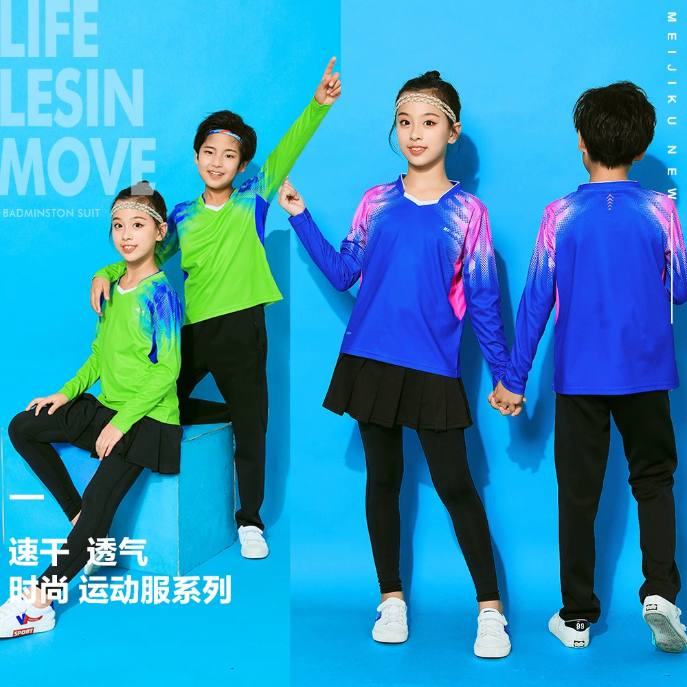 Новая групповая покупка Настольный теннис с принтом Детские тренировочные спортивные женские мужские детские одежда для бадминтона Брюки с длинным рукавом костюм