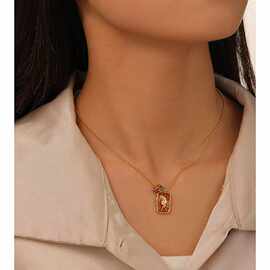 简约法式高级感双面油画彩色珐琅滴油花朵项链百搭复古气质锁骨链