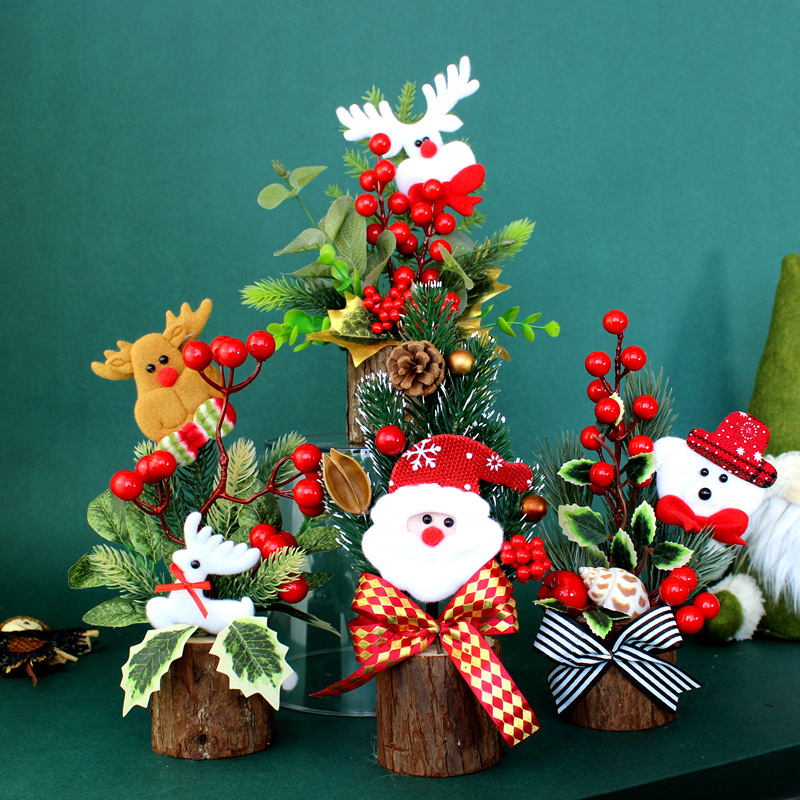 Christmas tree desktop furnishings cute PE mini wood Christmas gift supplies Christmas tree decoration ornaments wholesale