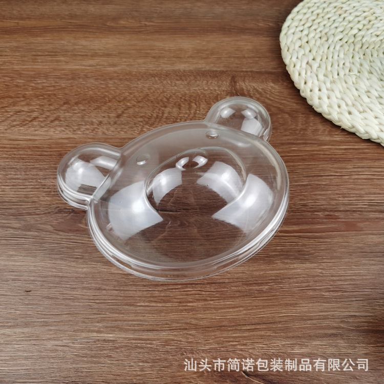 Cabeza de oso caja de pastel transparente embalaje para hornear postre mousse Bento caja de embalaje de cumpleaños para niños
