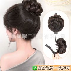 丸子头鸭嘴夹发包女自然仿真发高扎低扎花苞头新升级盘发发包假发