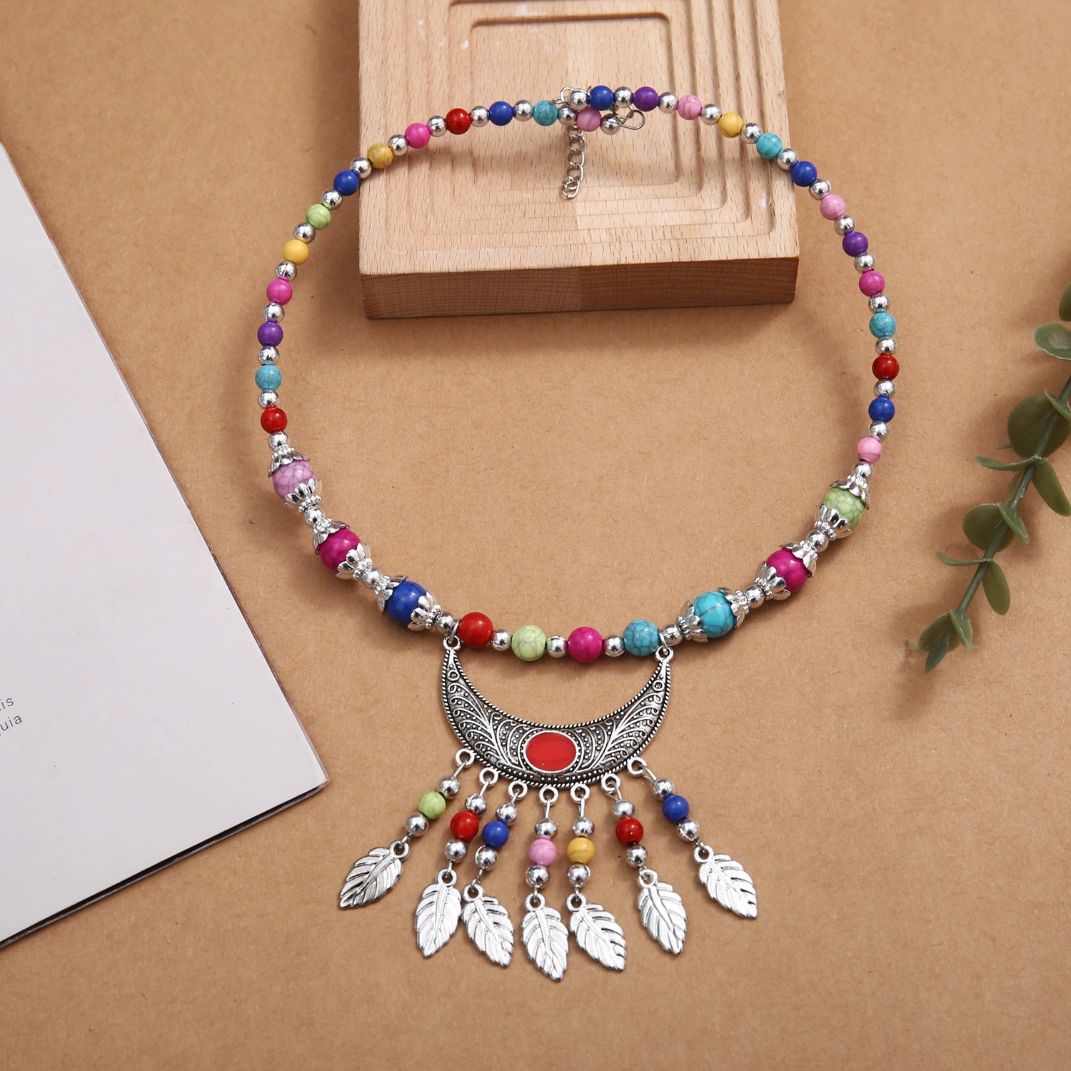 Национальный ветер цветной треснувшийся текст из бисера капли масла сплава ожерелье