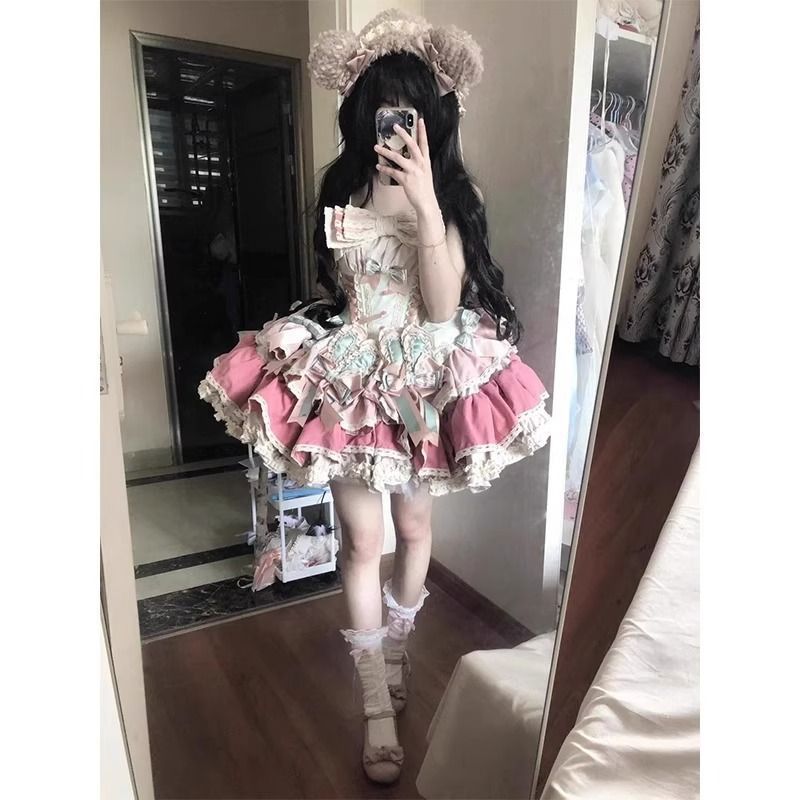 Lolita-style French cute first-love sweet fluffy cake dress princess-style lolita sweet dress