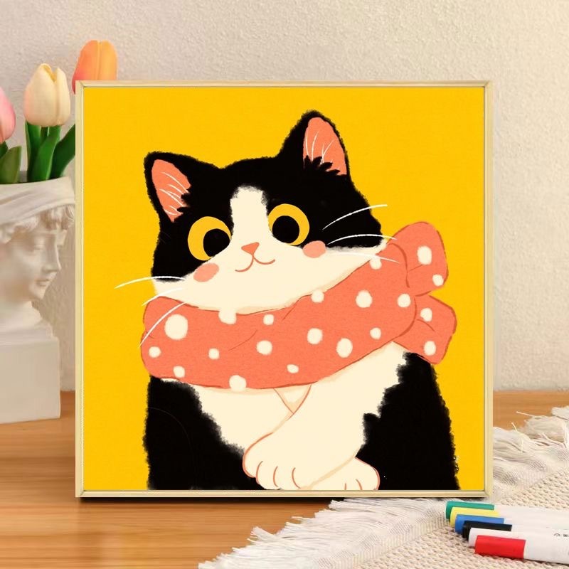 子猫デジタル油絵 diy 着色かわいい漫画動物手作り子供のシンプルな油絵装飾卸売|undefined