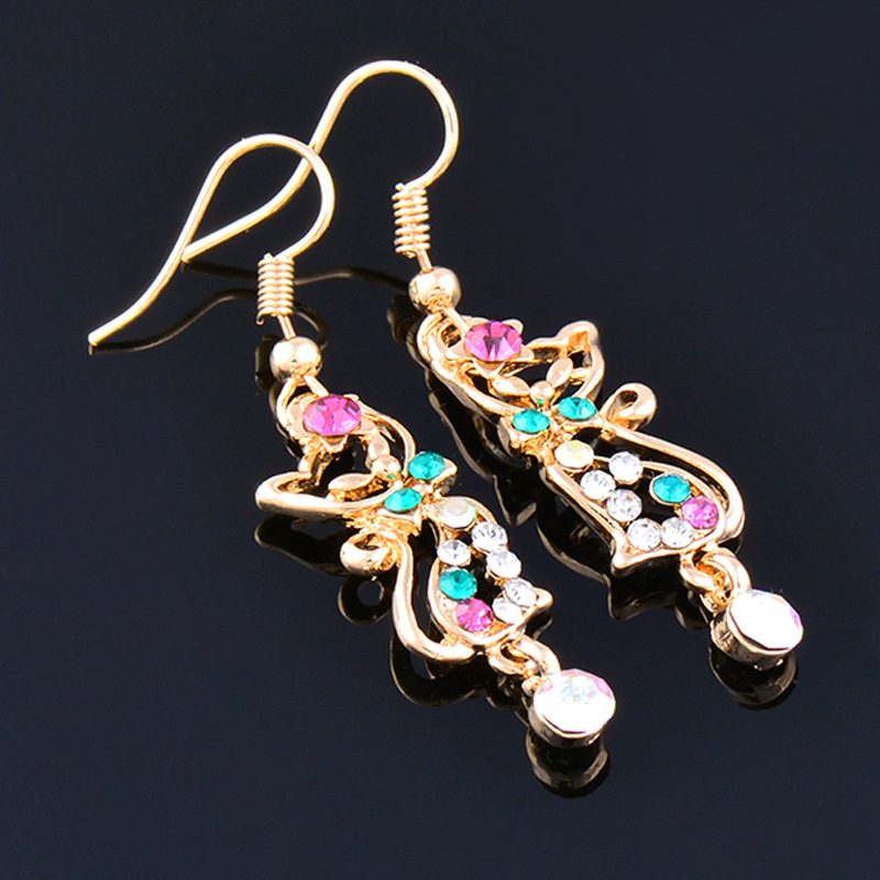 1 Pair Fashion Cat Alloy Plating Inlay Rhinestones Women's Drop Earrings display picture 3