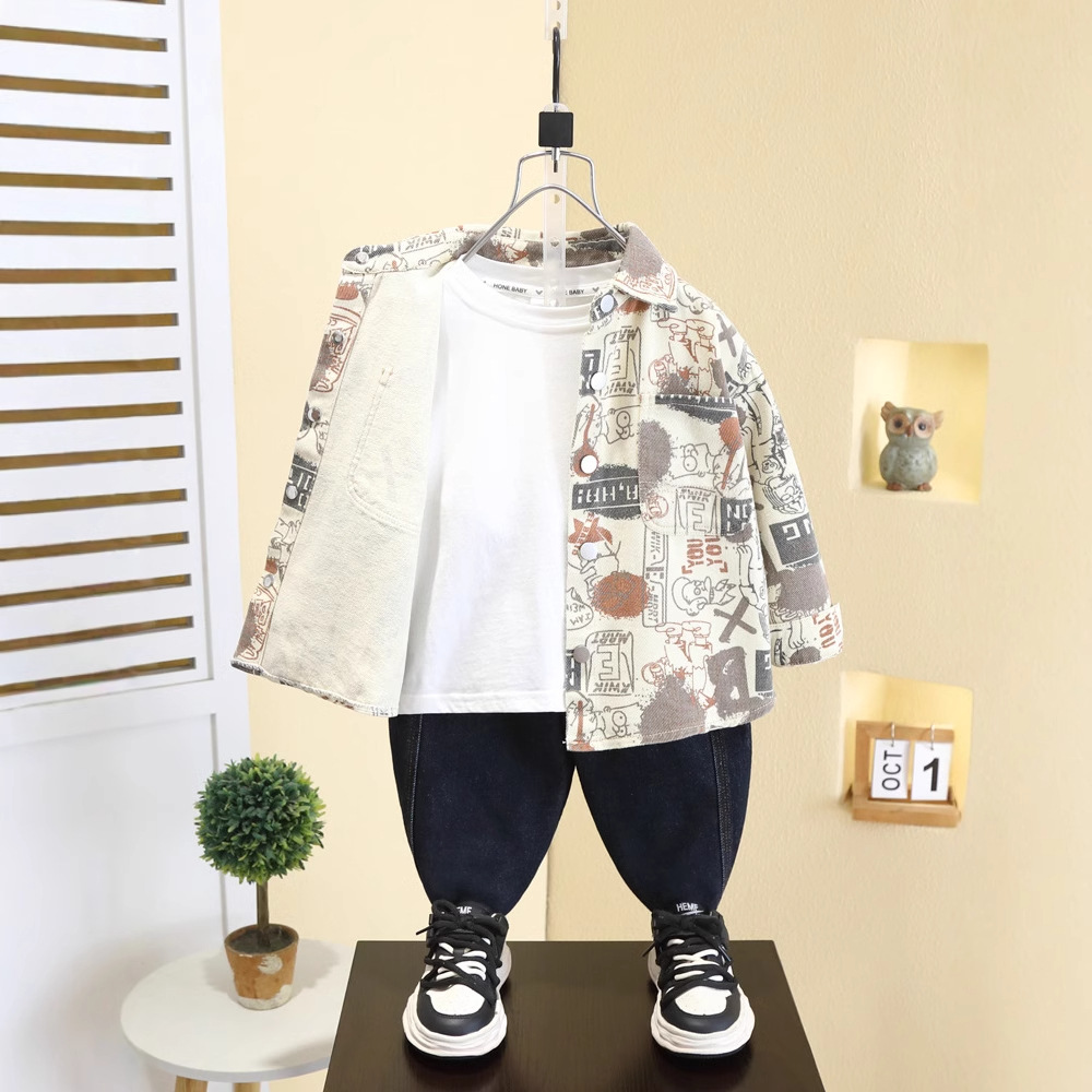 7567 camisas para niños modelos de primavera y otoño 2025 nuevos abrigos de primavera para niños ropa de estilo occidental para niños camisas delgadas