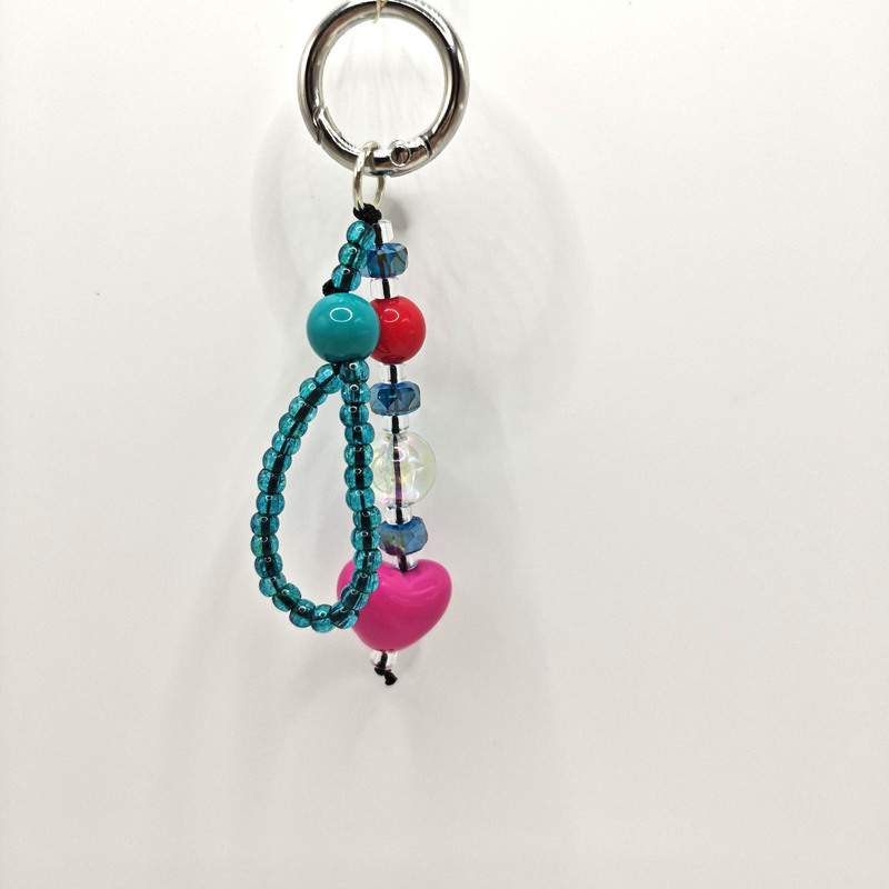 Ins-Style Girly Heart Keychain Bag Charm Accessory Three Heart Hanging Chains Phone Beads Versatile Pendant