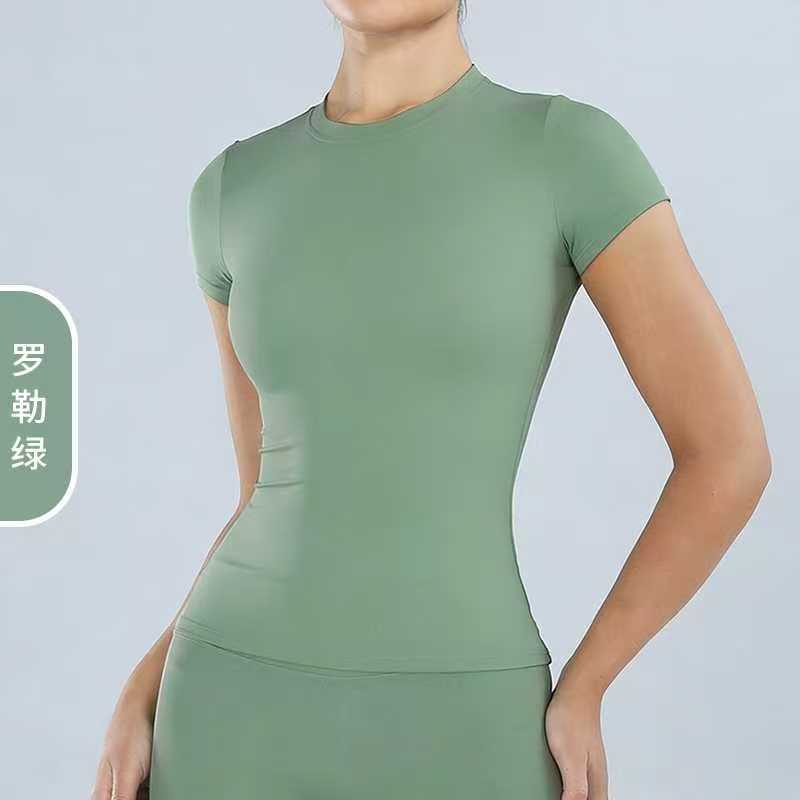 Camiseta de primavera europea y americana, ropa de yoga de manga corta, camiseta deportiva de correr al aire libre, camiseta deportiva de manga corta para mujeres 8519