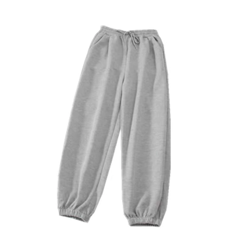 Summer Trousers for Kids, Loose Straight Fit, Elastic Waist & Cuffed Ankles, Black/Gray