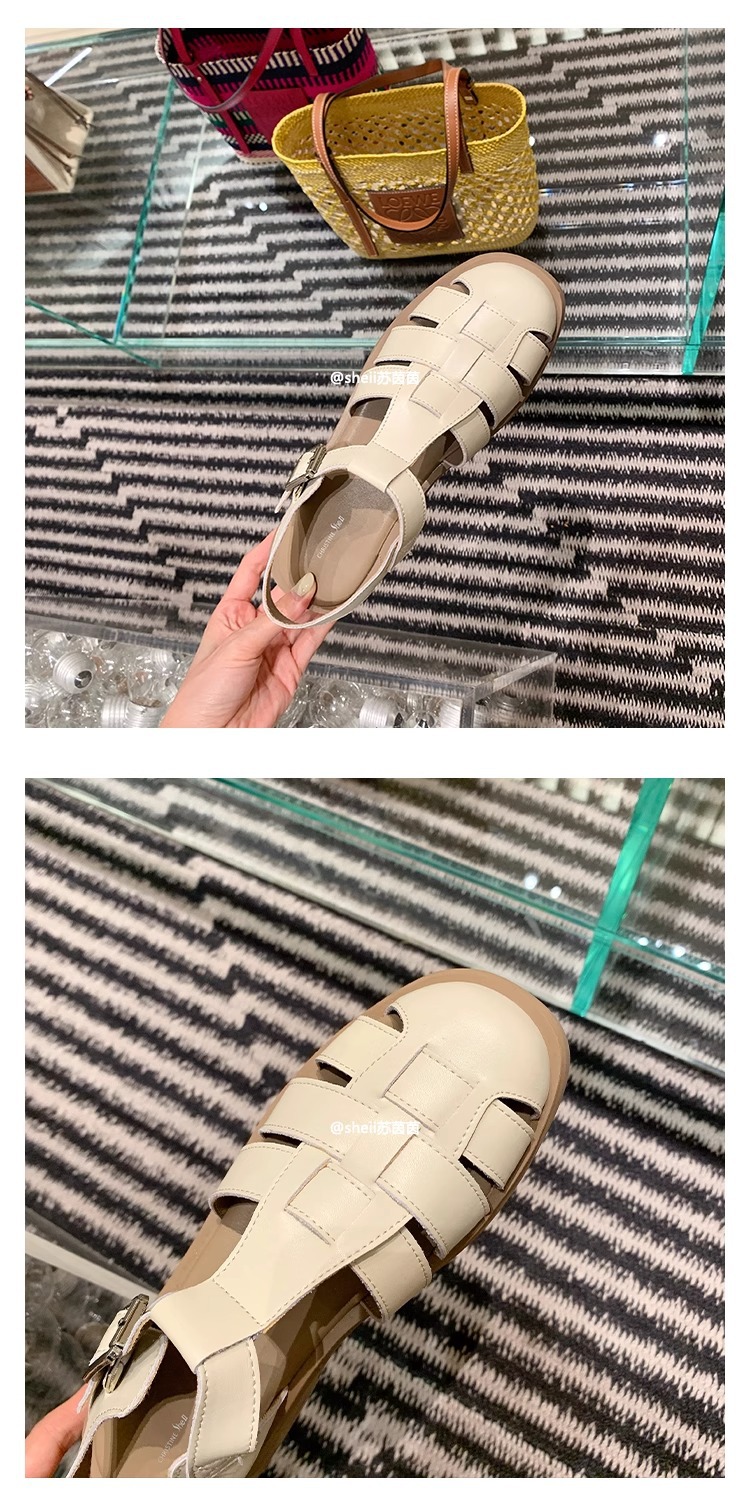 [Sheii Su Yinyin] artefacto feo ~ Sandalias romanas de plataforma de cuero tejido de moda casual zapatos de mujer de verano